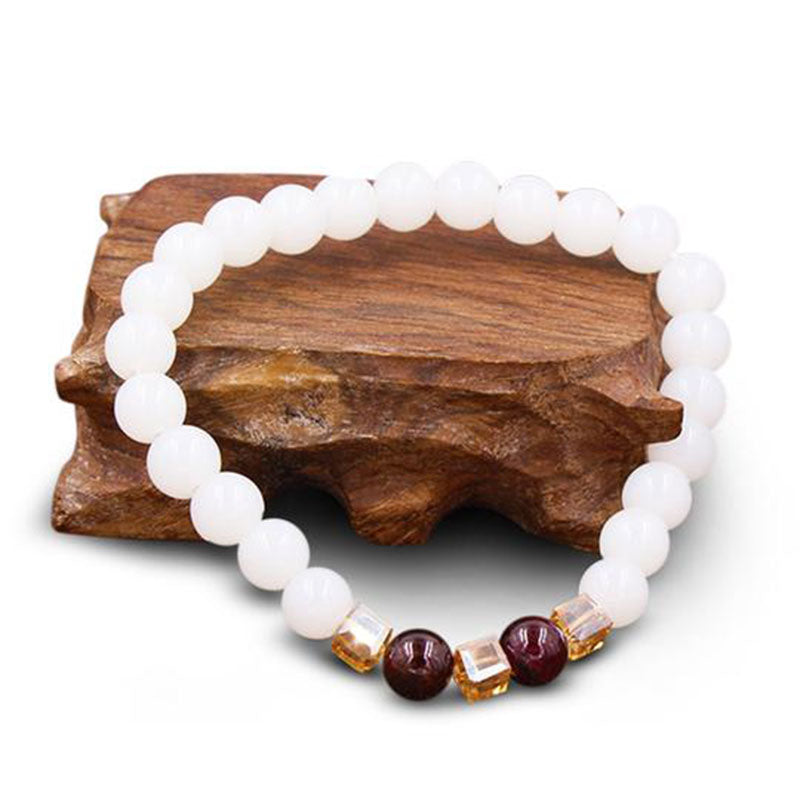 Bransoletka ochronna z naturalnego białego jadeitu z Buddha Stones