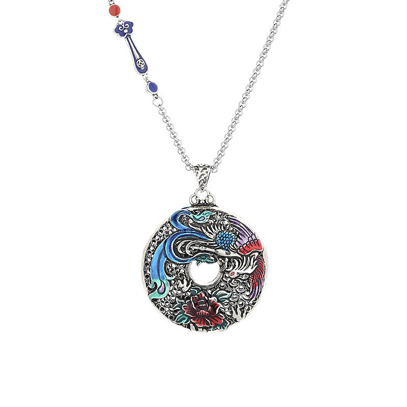 Naszyjnik z Buddha Stones Phoenix Peony Flower Luck Protection