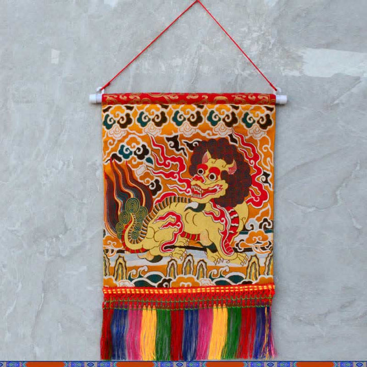 Feng Shui Kirin Duchowa Kolorowa Ścienna Sztuka Tassel