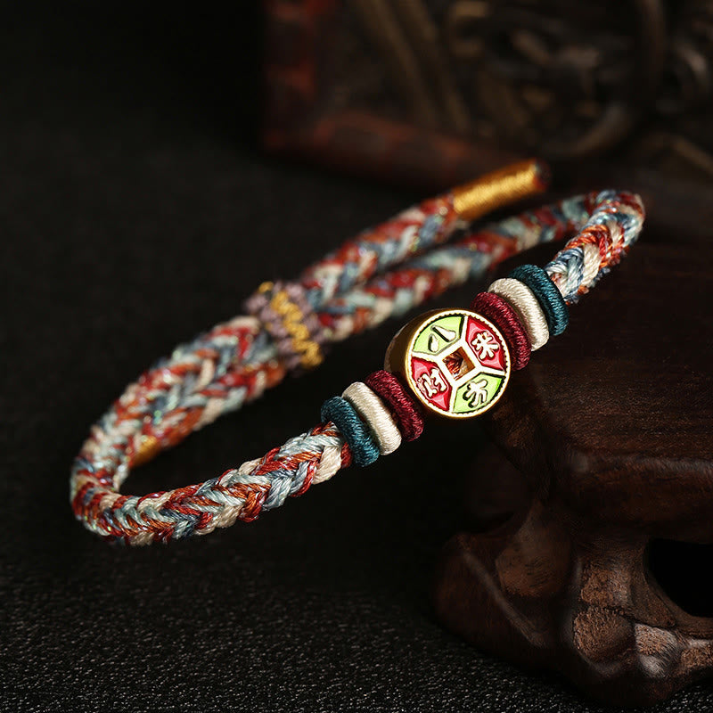 ❗❗❗Wyprzedaż błyskawiczna - Buddha Stones Kolorowa lina Bogactwo pochodzi ze wszystkich kierunków Ręcznie robiona bransoletka na szczęście z ośmioma nitkami węzła pokoju