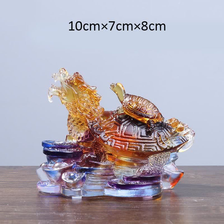 Buddha Stones Feng Shui Smok Żółw Monety Ręcznie Robione Kryształowe Szczęście Liuli Sztuka Dekoracja Domu Biuro