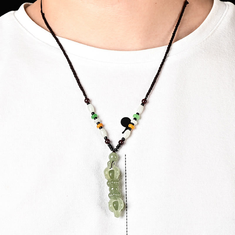 Tybetański naturalny hetian cyjan jadeit biały jadeit Dorje Vajra grawerowany naszyjnik sukcesu wisior - image 4