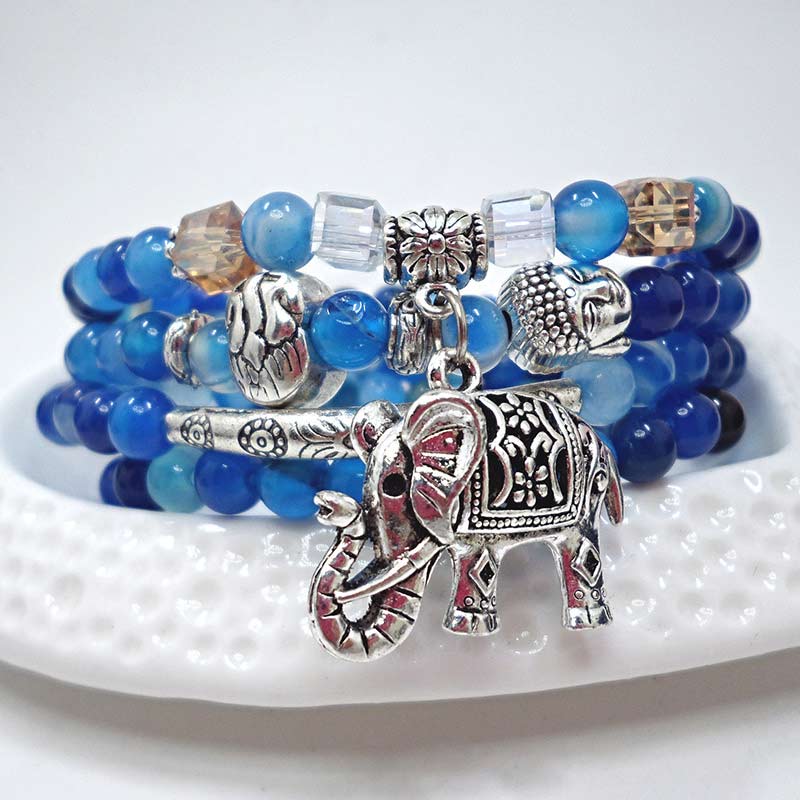 Buddha Stones Bransoletka z naturalnego agatu ze słoniem i nadzieją Buddy - image 3