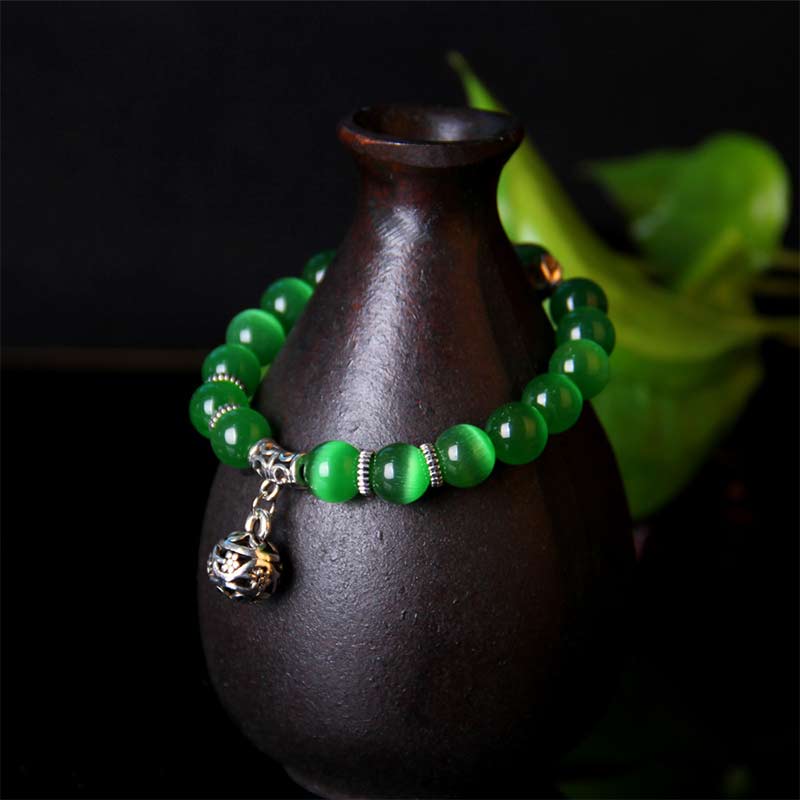 Buddha Stones Tybetański Kocie Oko Szczęśliwa Bransoletka