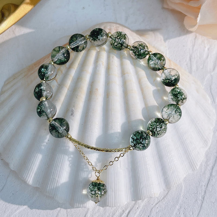Bransoletka z zawieszkami Buddha Stones Green Phantom Crystal Confidence Charm