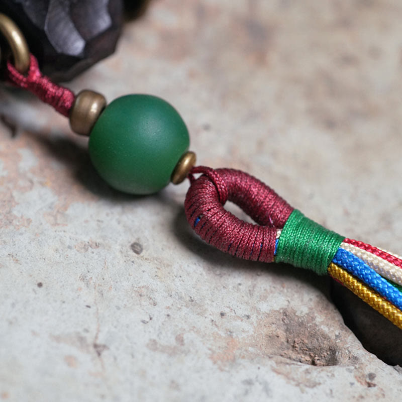 Buddha Stones Tybet Heban Drewno Miedź Pokój Tassel Bransoletka Mala Na Nadgarstek