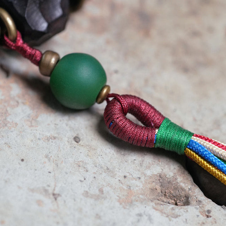 Buddha Stones Tybet Heban Drewno Miedź Pokój Tassel Bransoletka Mala Na Nadgarstek