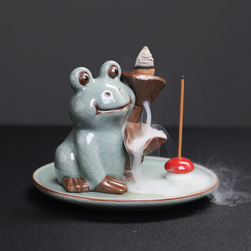 Medytacyjna Żaba Ceramiczny Lotos Uzdrawiający Kadzidełko