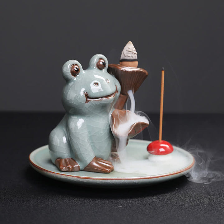 Medytacyjna Żaba Ceramiczny Lotos Uzdrawiający Kadzidełko