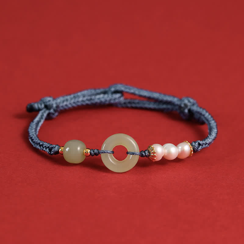 Bransoletka z naturalnych Buddha Stones Hetian Jade Pearl Peace Buckle Luck