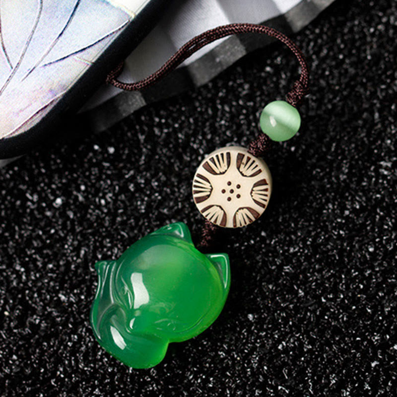 Naturalny Chalcedon Fox Harmony Telefon Wiszący Dekoracja