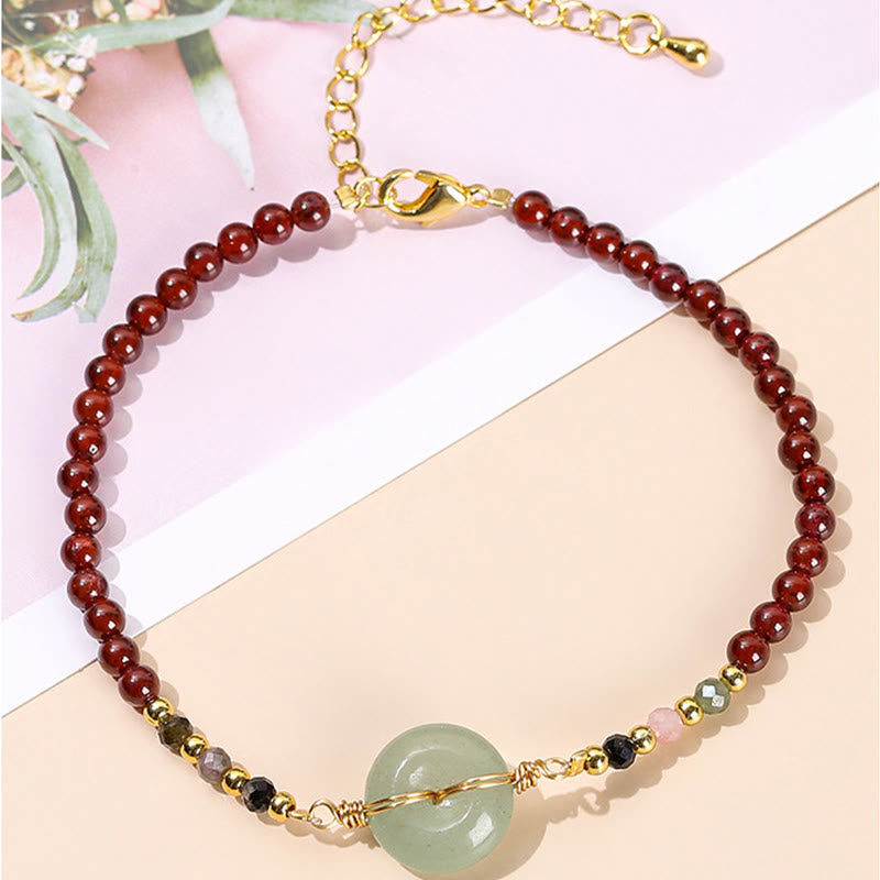 Bransoletka z naturalnych Buddha Stones Granat Peace Buckle Bead Calm