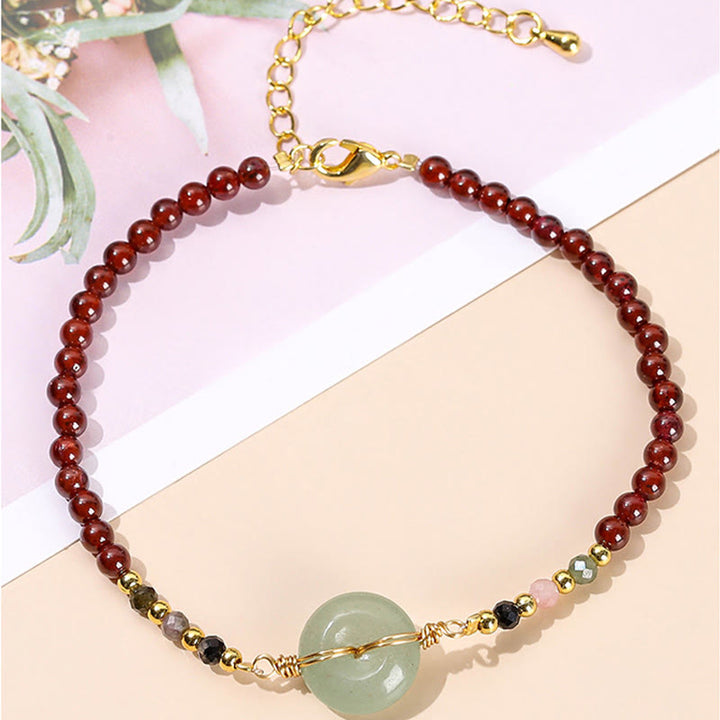 Bransoletka z naturalnych Buddha Stones Granat Peace Buckle Bead Calm