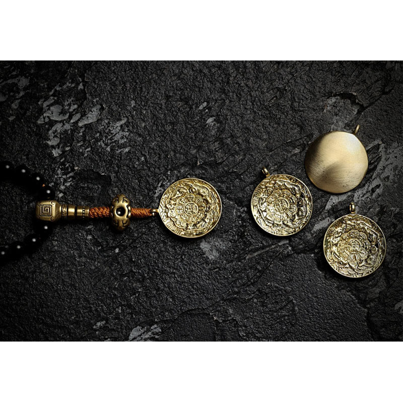 Buddha Stones Tybetańskie 108 Mala Koraliki Czarny Onyks Tygrysie Oko Dziewięć Pałaców Bransoletka Ochronna Bagua