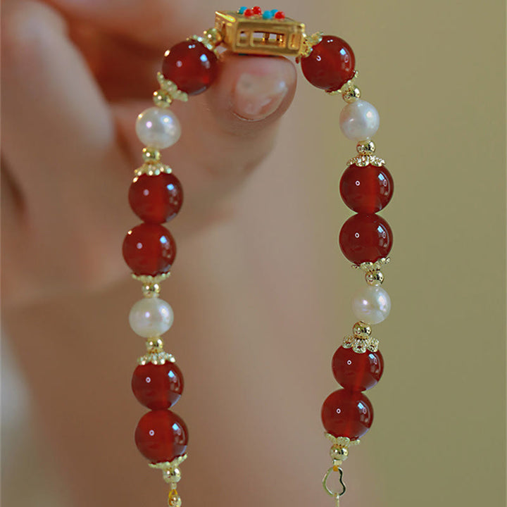 Buddha Stones Red Agat Pearl Confidence Self-accepting