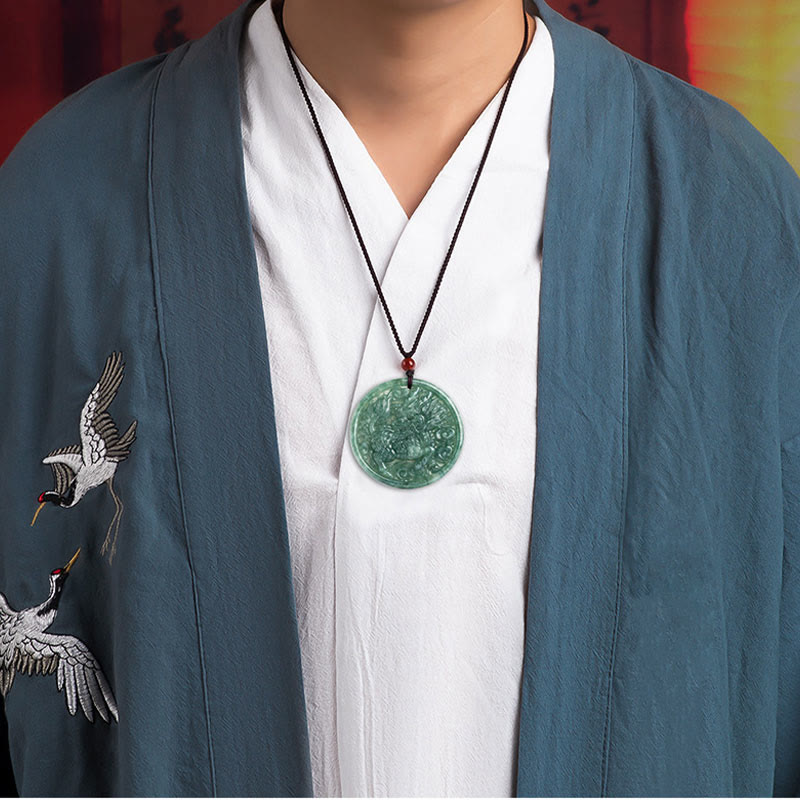 Naszyjnik z naturalnym jadeitem Kirin Abundance z Buddha Stones