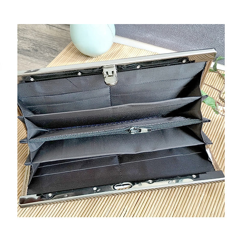 Buddha Stones Kwiat Śliwka Brzoskwinia Bambus Dwustronny haft Duża pojemność Portfel na gotówkę Portfel na zakupy - image 11