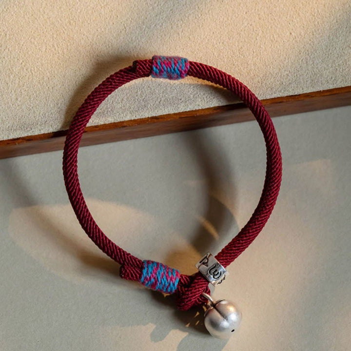 Buddha Stones 925 Srebro Sterling Tybetańskie Ręcznie Robione Om Mani Padme Hum Persimmon Charm Ochrona Szczęścia Bransoletka Pleciona