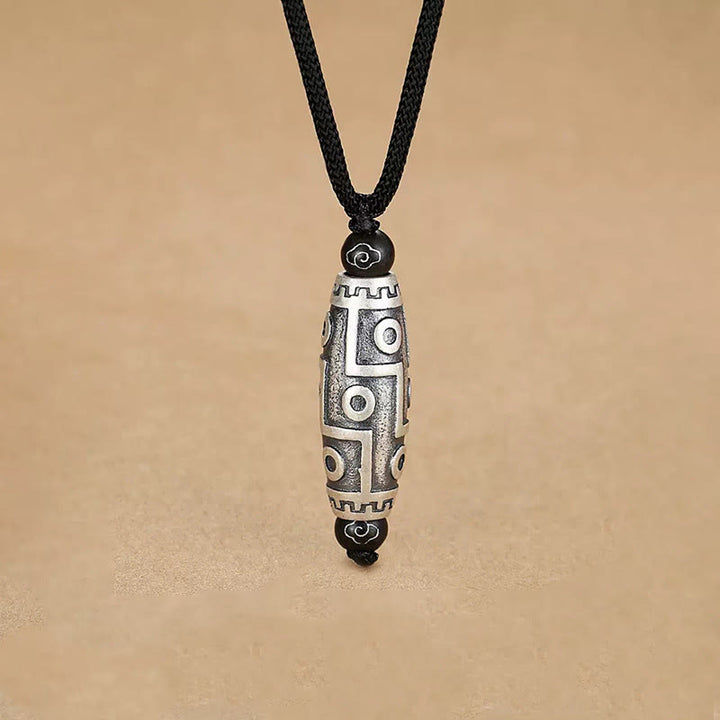Buddha Stones Tybet Dziewięciooki Dzi Koralik Wzór Miedziany Pomyślny Chmury Bogactwo Naszyjnik Wisiorek