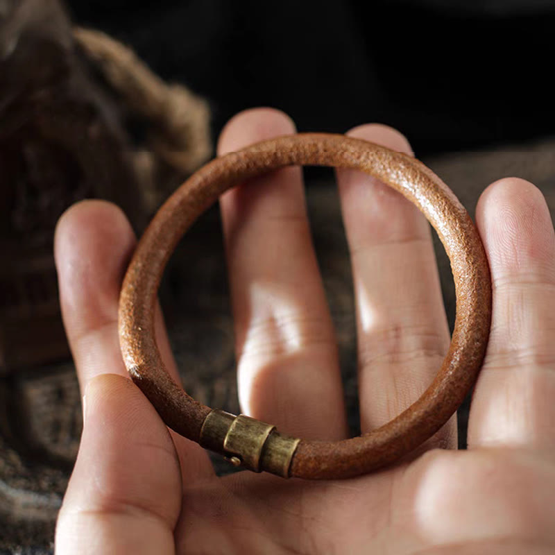 Bransoletka ze skóry Buddha Stones Retro Szczęście Uzdrawiająca Miedź Magnetyczna Zapięcie