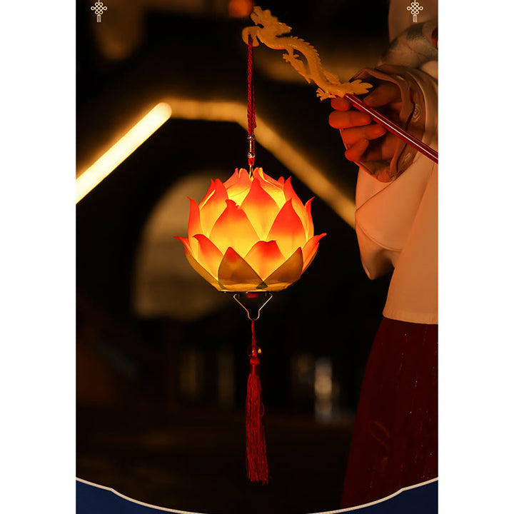Buddha Stones DIY Kwiat Lotosu Smok Latarnia Lampa Tassel Dekoracja