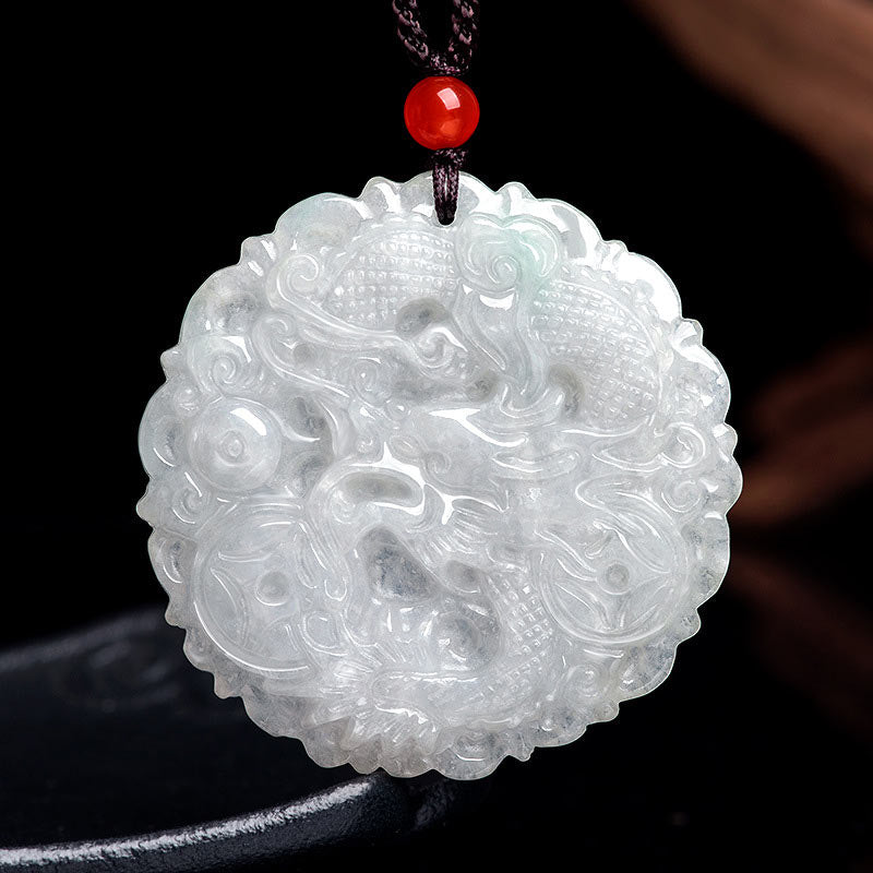 Naszyjnik z Buddha Stones z białego jadeitu, ochrona smoka, wisior sznurkowy - image 6