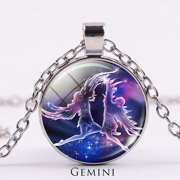 12 konstelacji zodiaku Księżyc Gwiaździste niebo Ochrona Błogosławieństwo Naszyjnik Wisiorek