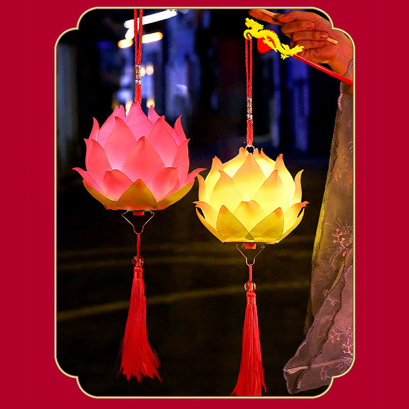 Buddha Stones DIY Kwiat Lotosu Smok Latarnia Lampa Tassel Dekoracja