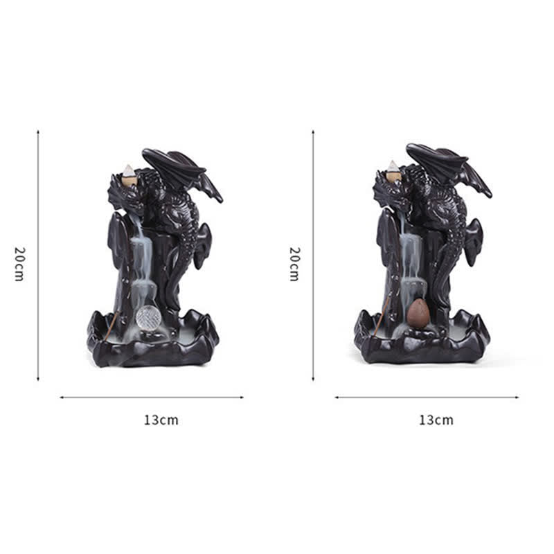Nordic Dragon Ceramic Backflow Smoke Fountain Medytacja Uzdrawiająca Kadzielnica Dekoracja Kula Led
