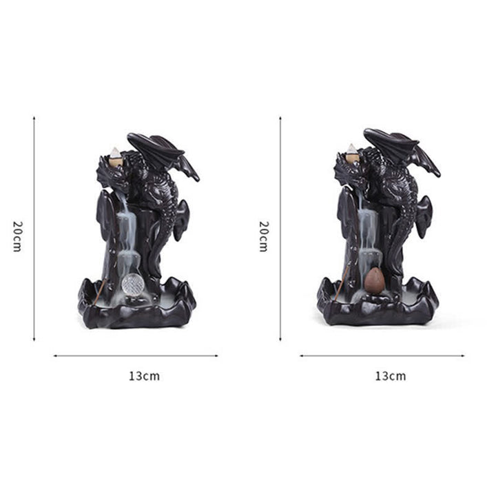 Nordic Dragon Ceramic Backflow Smoke Fountain Medytacja Uzdrawiająca Kadzielnica Dekoracja Kula Led