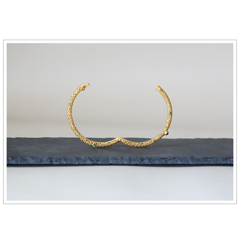 Buddha Stones Cyjan Jade Miedź Pomyślne Chmury Spokojna Uzdrawiająca Bransoletka Bangle
