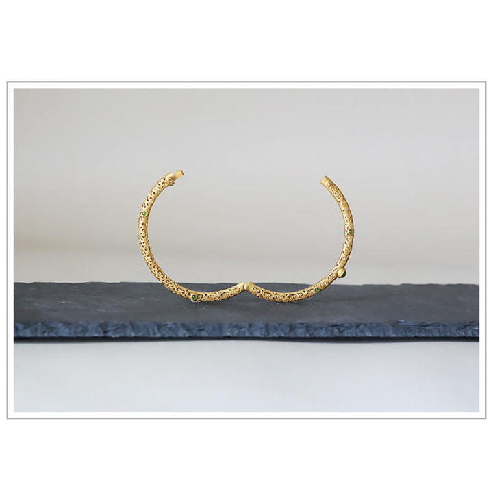Buddha Stones Cyjan Jade Miedź Pomyślne Chmury Spokojna Uzdrawiająca Bransoletka Bangle