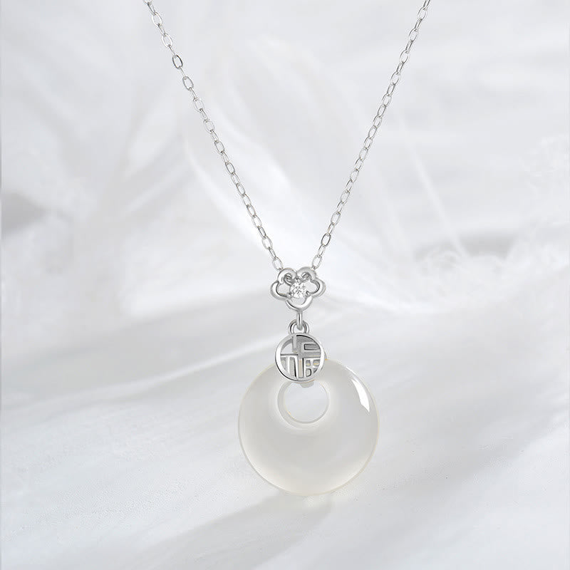 Buddha Stones 925 Srebro Sterling Biały Agat Fu Charakter Szczęście Szczęście Naszyjnik Wisiorek - Srebrny - image 4