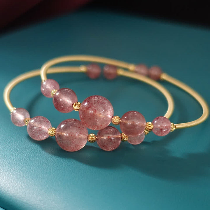 Bransoletka z Buddha Stones Naturalny Kwarc Truskawkowy Miłość Uzdrawiająca Bransoletka Bangle