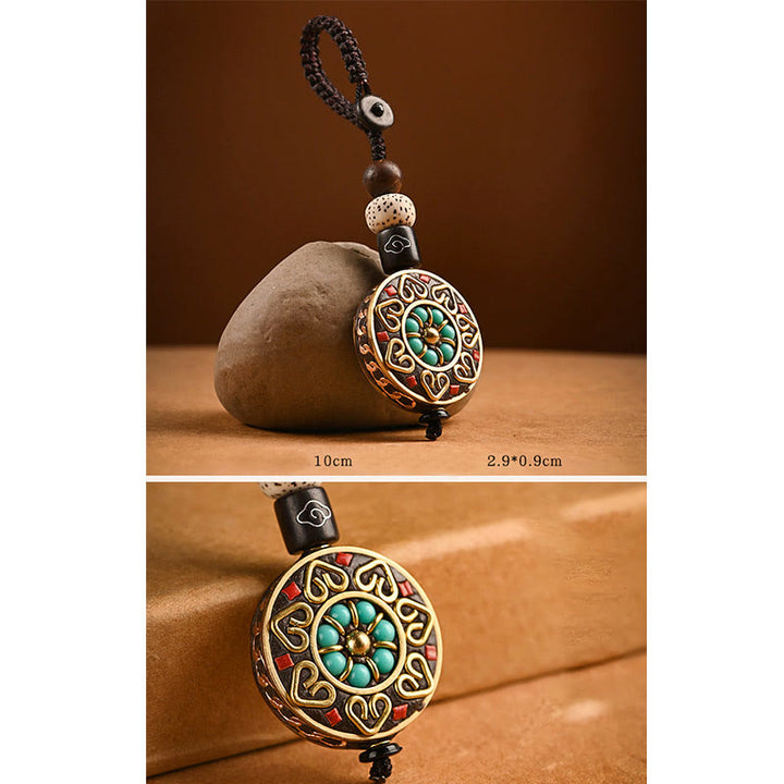 Buddha Stones Tybetański Om Mani Padme Hum Bodhi Seed Breloczek Pokoju