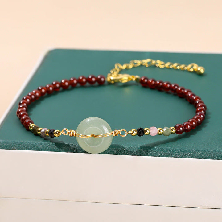 Bransoletka z naturalnych Buddha Stones Granat Peace Buckle Bead Calm
