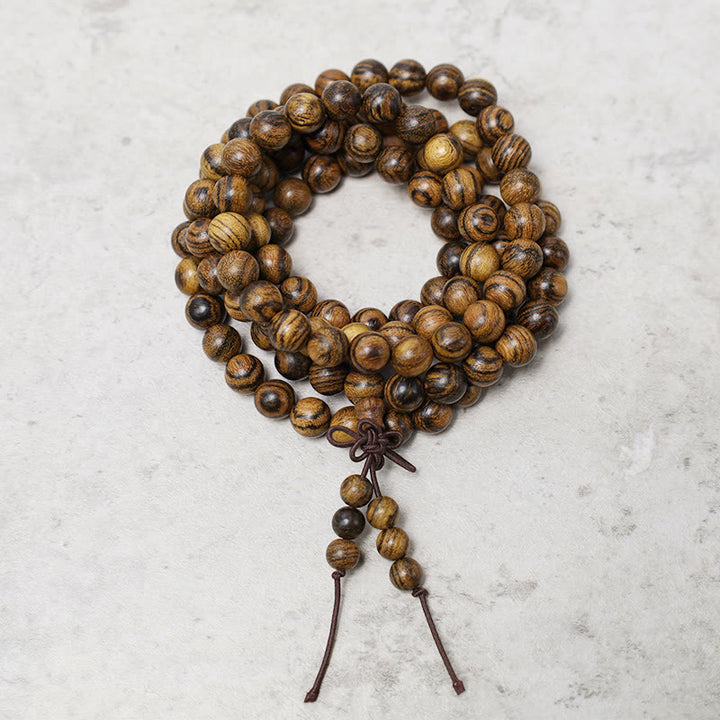 Buddha Stones 108 Mala Koraliki Bransoletka Modlitwa Medytacja Sandałowiec Elastyczny - Drewno tygrysiej skóry - image 20