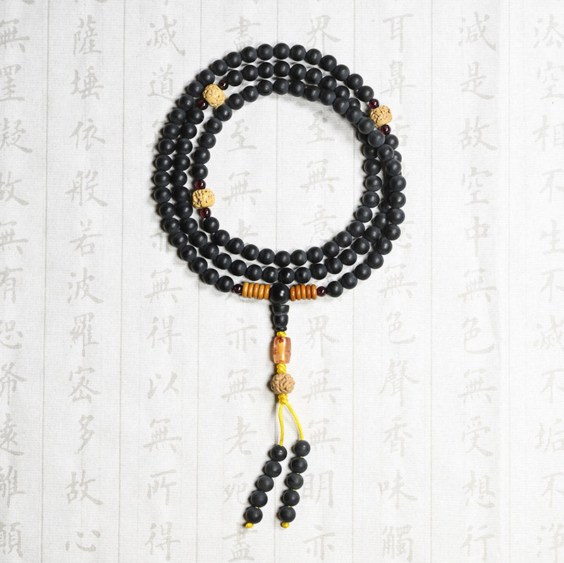 Buddha Stones Tybetańska Mala Cyprysik Bodhi Nasiona Czerwony Agat Bransoletka Lecznicza