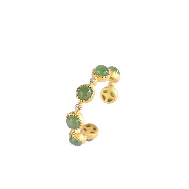 Pierścionek regulowany Buddha Stones Cyan Jade Healing Calm