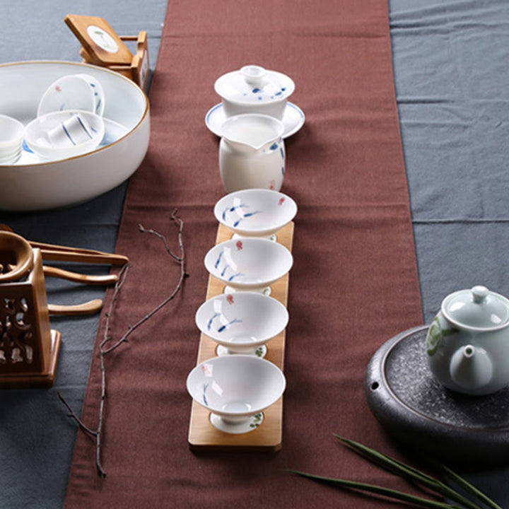 Buddha Stones Jingdezhen Niebiesko-biała Porcelana Koi Ryba Ceramiczna Filiżanka Do Herbaty Kung Fu