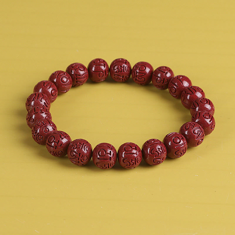 Buddha Stones Naturalne Podwójne PiXiu Cinnabar Om Mani Padme Hum Bogactwo Szczęście Koralikowa Bransoletka