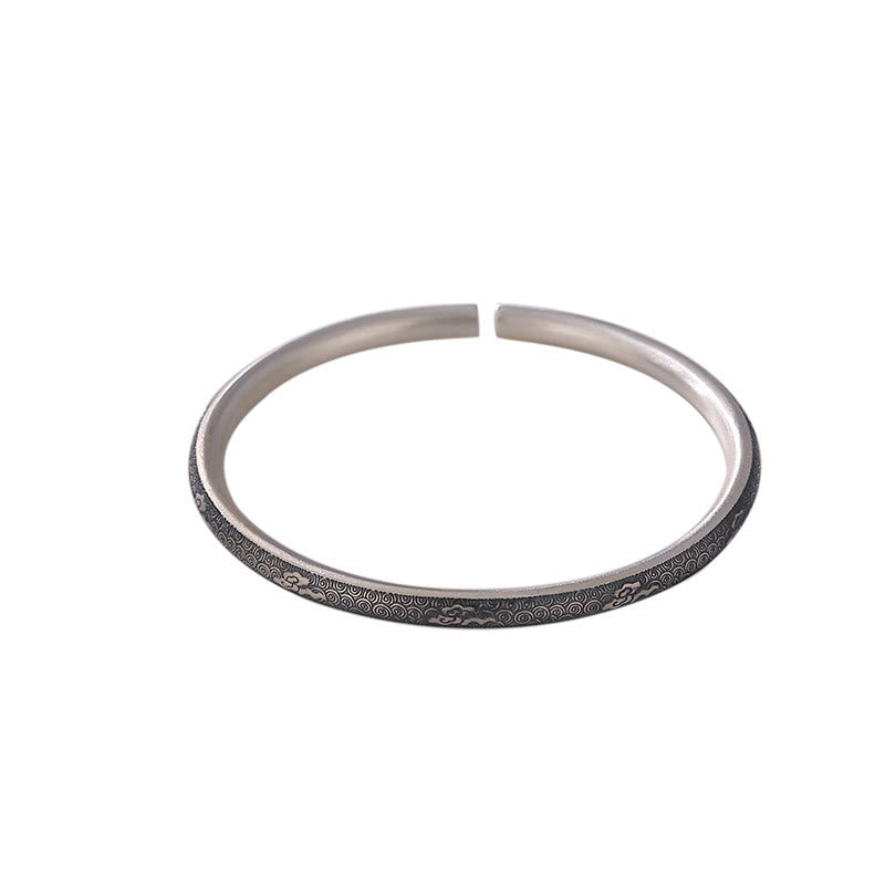Buddha Stones Vintage 999 Srebro Sterlingowe Pomyślny Projekt Chmur Bransoletka Szczęścia Bangle