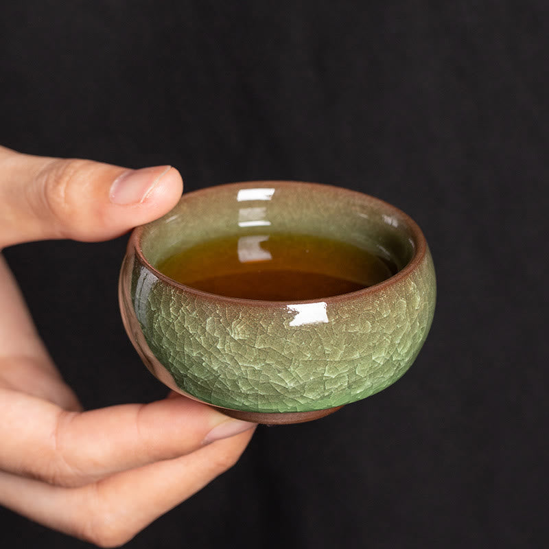 Buddha Stones Chiński Zielony Lodowy Wzór Pęknięcia Jianzhan Zmiana Pieca Porcelanowa Filiżanka Do Herbaty Kung Fu