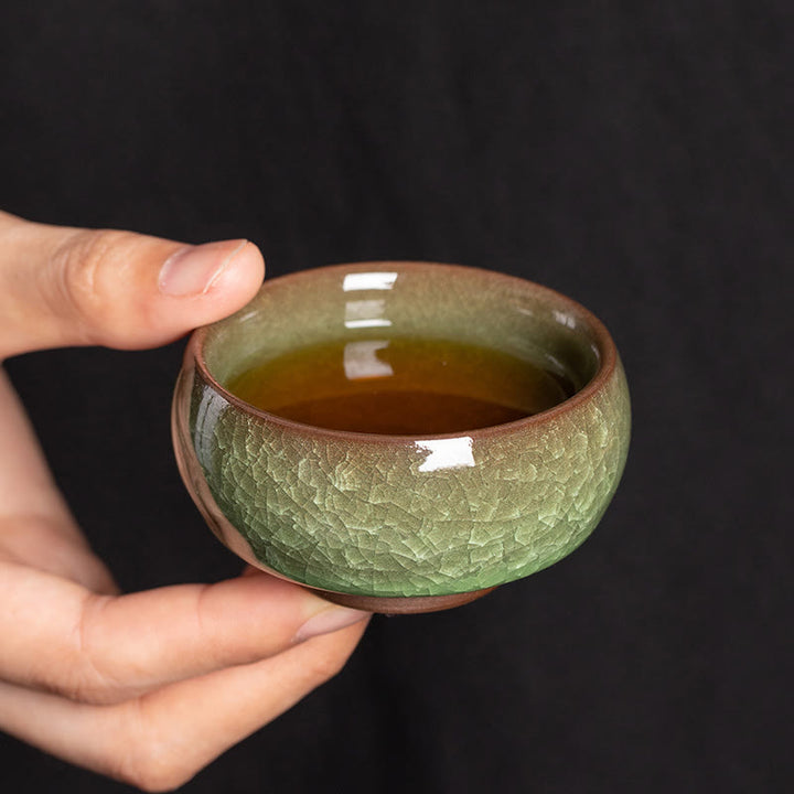 Buddha Stones Chiński Zielony Lodowy Wzór Pęknięcia Jianzhan Zmiana Pieca Porcelanowa Filiżanka Do Herbaty Kung Fu