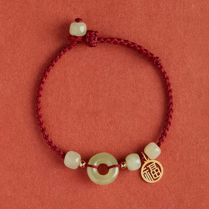 Bransoletka z okrągłym zapięciem z Buddha Stones, jadeitu, lotosu, szczęścia, obfitości i bogactwa