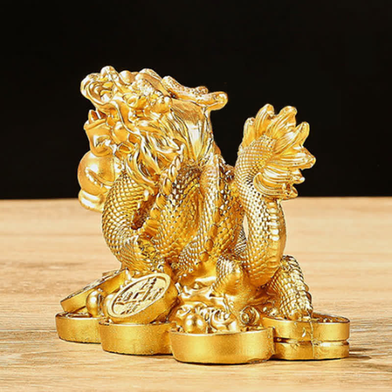 Buddha Stones Feng Shui Smok Miedziana Moneta Bogactwo Sukces Szczęście Dekoracja