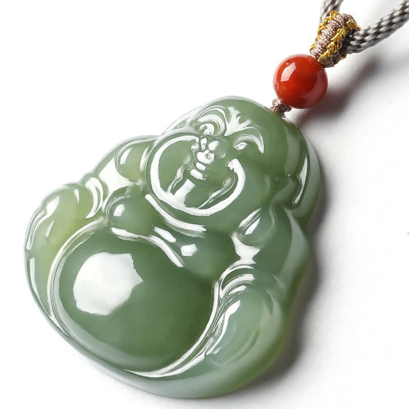 Naszyjnik z jadeitu Hetian Laughing Buddha z wisiorkiem sznurkowym - image 10