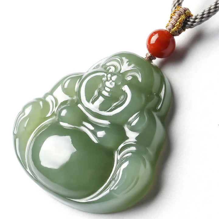 Naszyjnik z jadeitu Hetian Laughing Buddha z wisiorkiem sznurkowym - image 10