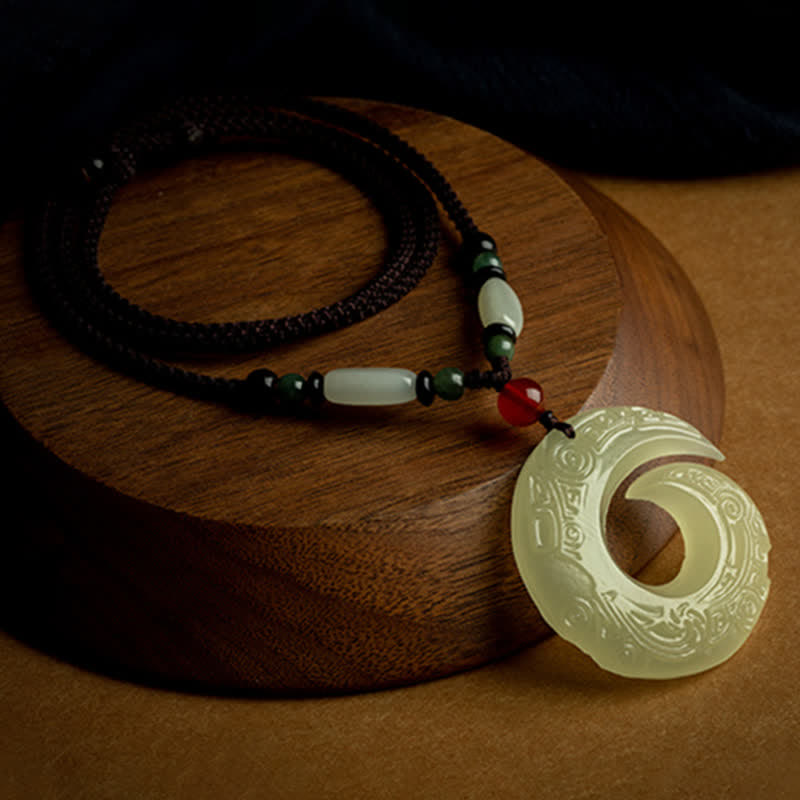 Buddha Stones Klamra Pokoju Jade Mały Liść Czerwony Sandałowiec Cynober Agat Naszyjnik Szczęścia Wisiorek