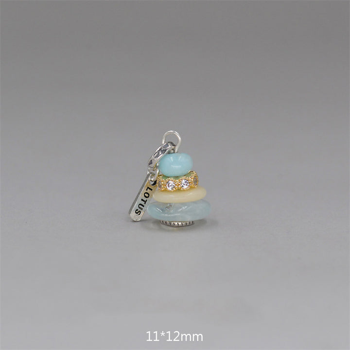 Buddha Stones Zen Cairn Labradorite Różne Kryształy Spokojny Wisiorek Naszyjnik - Wisiorek z amazonitu, topazu i akwamarynu 11*12mm - image 34